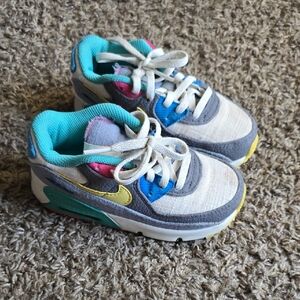 Nike Kids Sneakers in Gray, Blue, and Yellow
